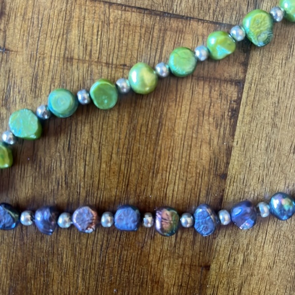 ABALONE, PERIDOT, FRESH WATER PEARL and sterling necklace - Picture 9 of 10